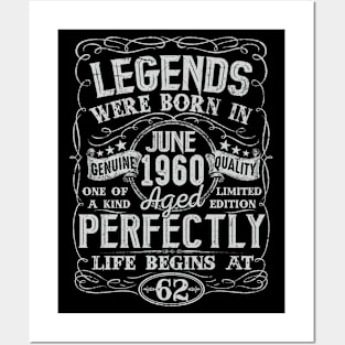 62nd Birthday Vintage Legend Were Bon in June 1960 62 Years Posters and Art